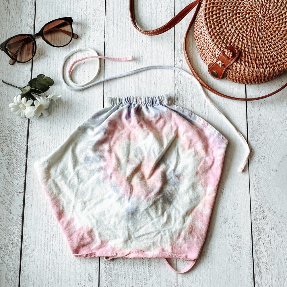 Tie-dyed, lace up back crop top